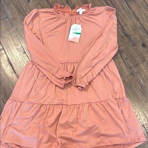 Peach Long Sleeve Kids Dress